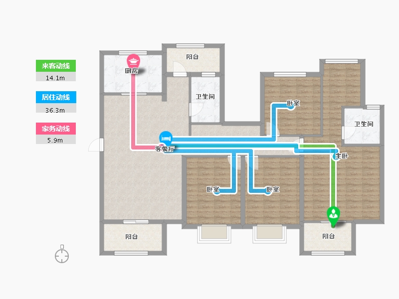 江苏省-扬州市-金地华著-141.60-户型库-动静线