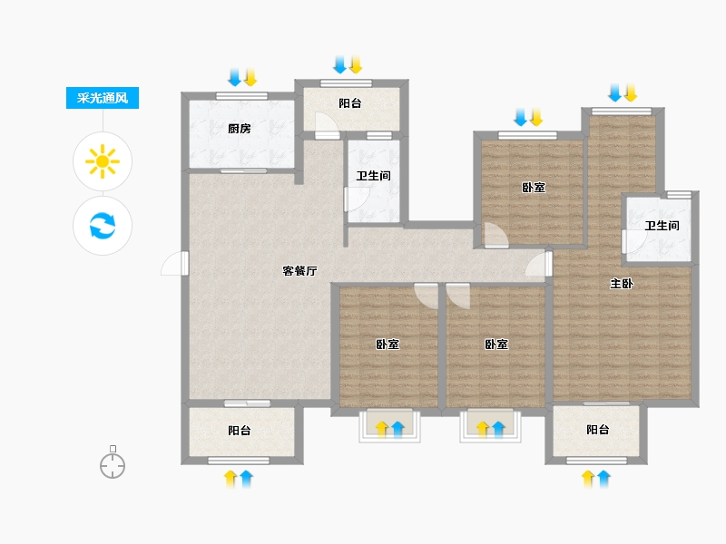 江苏省-扬州市-金地华著-141.60-户型库-采光通风