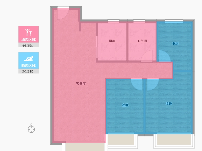 辽宁省-沈阳市-美的东堂-81.60-户型库-动静分区