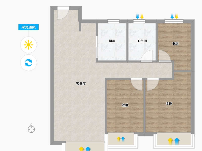 辽宁省-沈阳市-美的东堂-81.60-户型库-采光通风