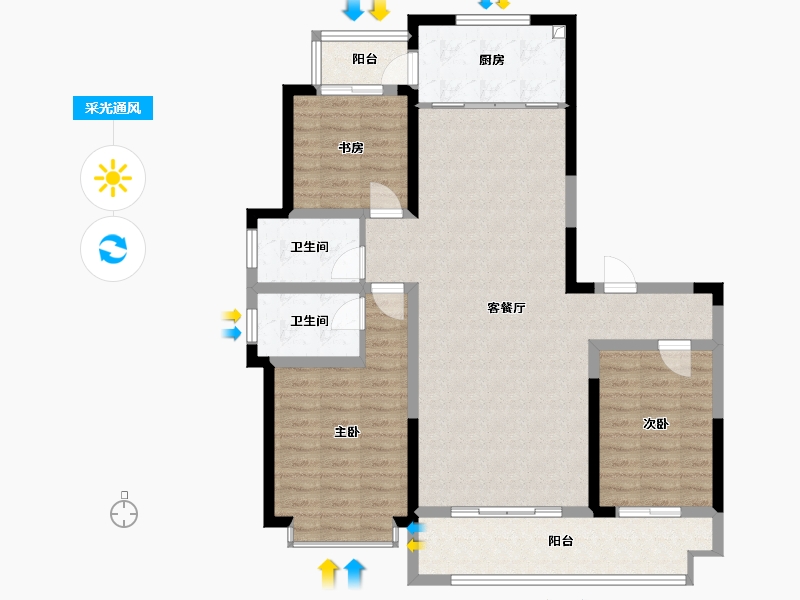 山东省-滨州市-儒苑上邦-119.00-户型库-采光通风