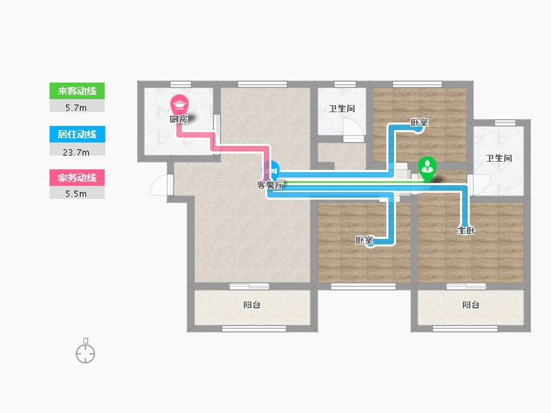 云南省-昭通市-彩云小区A区-96.73-户型库-动静线