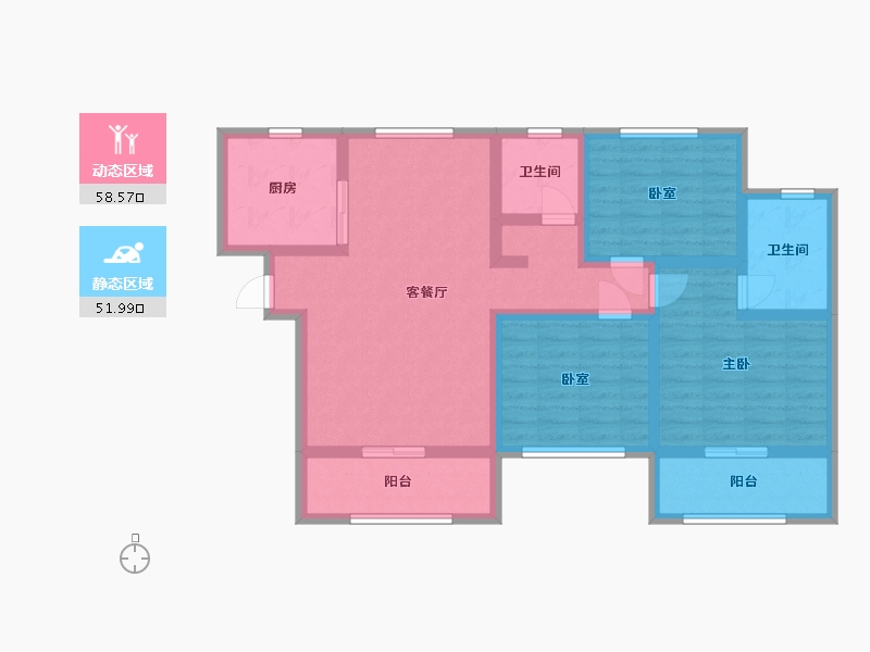 云南省-昭通市-彩云小区A区-96.73-户型库-动静分区