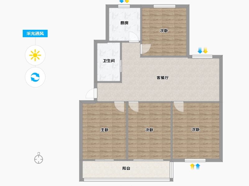 江苏省-南通市-学田东苑(龙王桥东路店)-99.20-户型库-采光通风