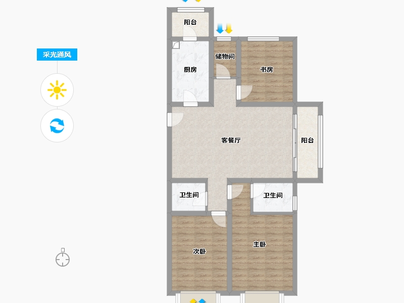 山西省-晋城市-金华苑-二期-112.00-户型库-采光通风