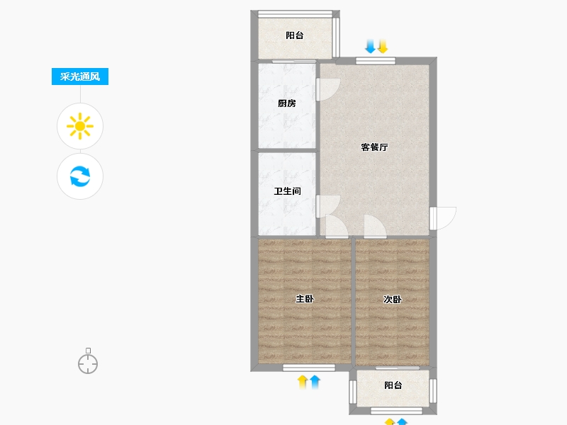 河北省-廊坊市-紫竹园-B区-64.12-户型库-采光通风