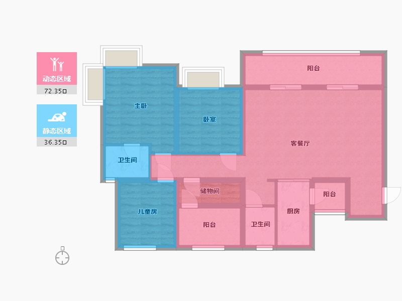 四川省-德阳市-宏达雍锦府-102.40-户型库-动静分区