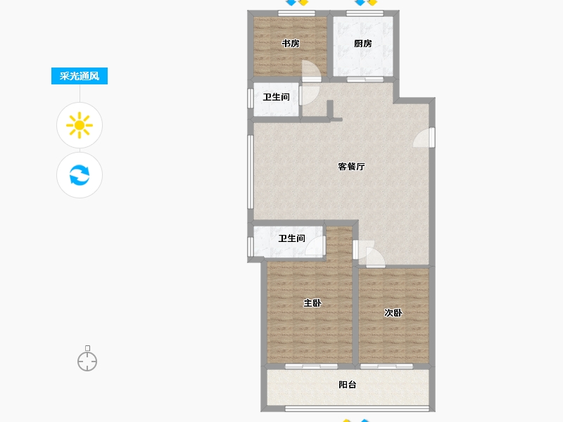 山东省-济宁市-济宁国投四季朗悦-107.20-户型库-采光通风