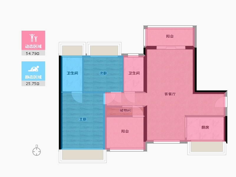 广东省-珠海市-纳思达碧桂园海纳苑-74.00-户型库-动静分区