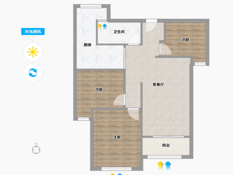 江苏省-苏州市-绿地21新城-西区-83.00-户型库-采光通风