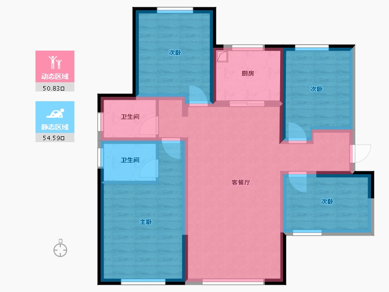 新疆维吾尔自治区-乌鲁木齐市-金科集美天辰-115.20-户型库-动静分区