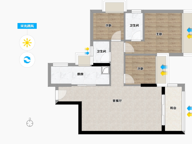 广东省-中山市-七村商住小区-72.00-户型库-采光通风