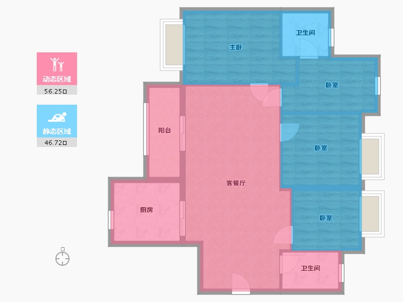 广东省-佛山市-雅居乐万象郡-88.80-户型库-动静分区