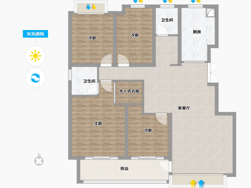 山东省-枣庄市-中安鸣翠苑-132.80-户型库-采光通风