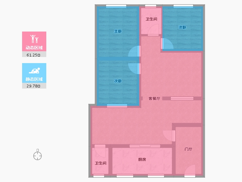 山西省-运城市-运城行署移民办家属院-80.00-户型库-动静分区