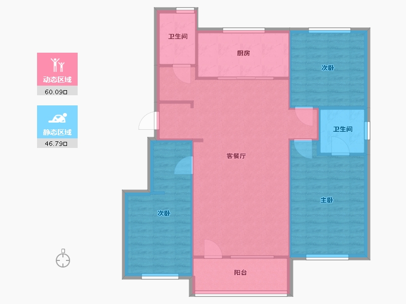 辽宁省-沈阳市-中金鸿府-89.96-户型库-动静分区