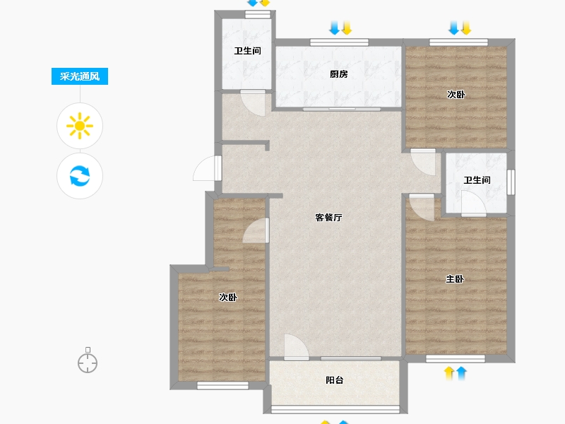 辽宁省-沈阳市-中金鸿府-89.96-户型库-采光通风