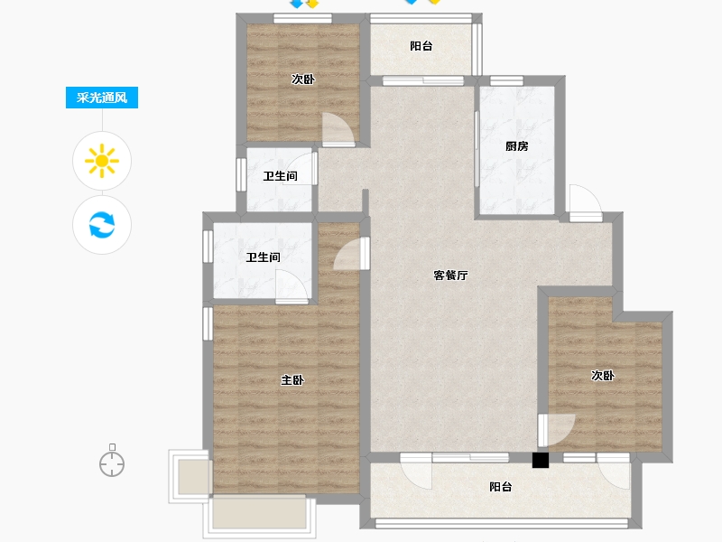 河北省-廊坊市-曙光一号学府-100.80-户型库-采光通风