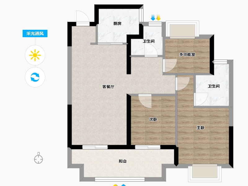 江西省-南昌市-新宇建设湖城大境B06地块项目-74.56-户型库-采光通风