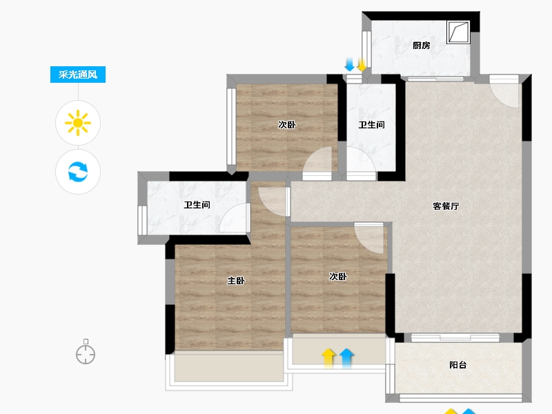 广东省-中山市-耀玥台-71.20-户型库-采光通风