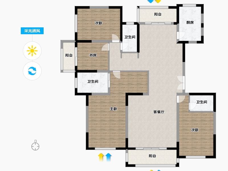 山西省-运城市-五洲观澜-190.13-户型库-采光通风