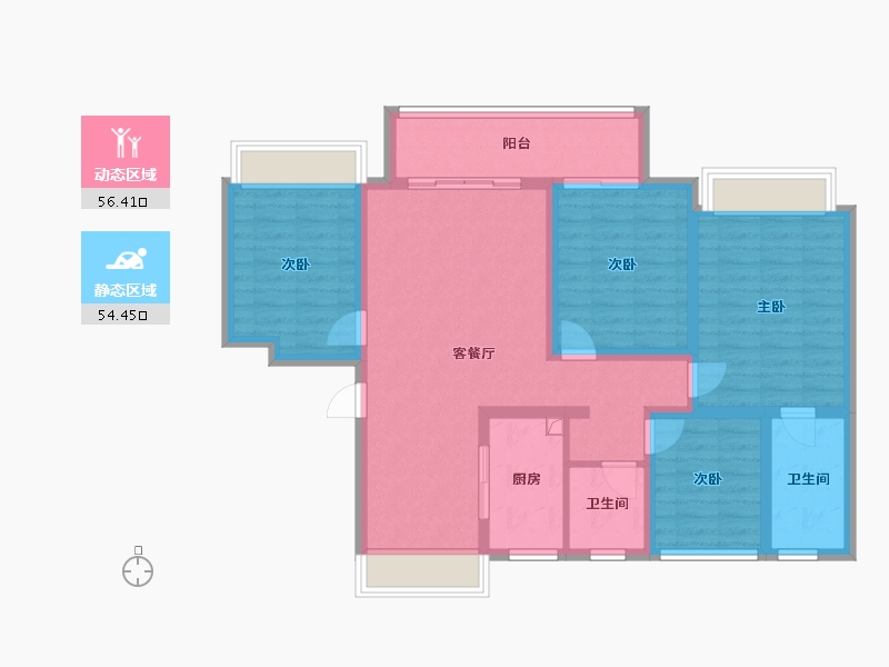 江苏省-宿迁市-沭阳县红星天铂-106.70-户型库-动静分区