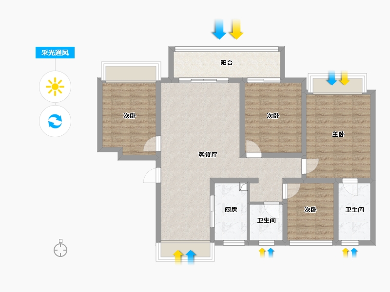 江苏省-宿迁市-沭阳县红星天铂-106.70-户型库-采光通风