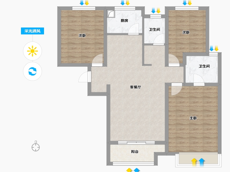 河北省-邢台市-皓顺壹号院北区-101.20-户型库-采光通风