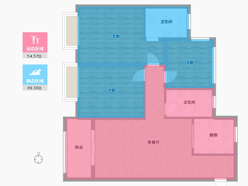 江苏省-扬州市-悦珑湾-93.22-户型库-动静分区