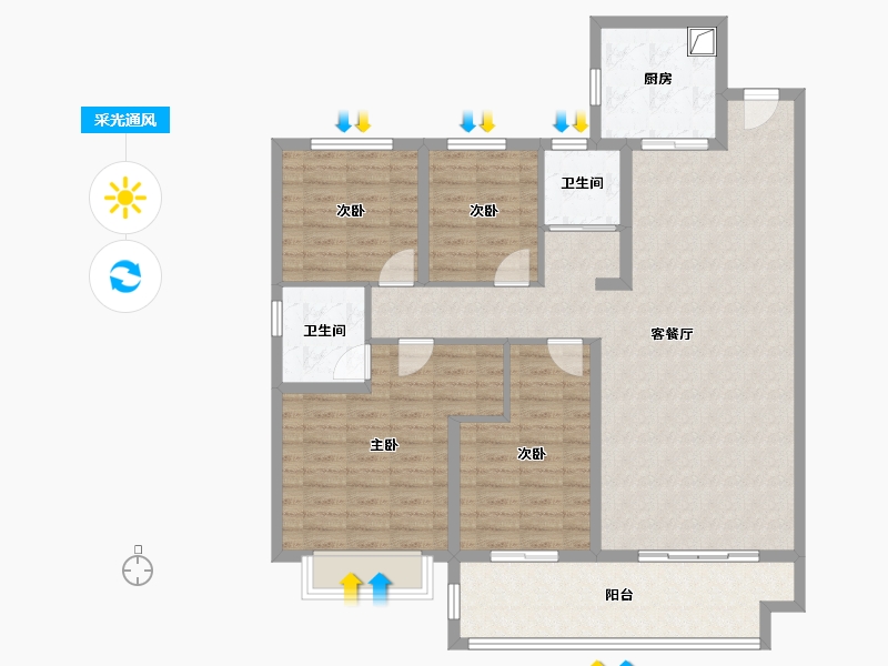 山东省-聊城市-碧桂园国岳府-118.00-户型库-采光通风