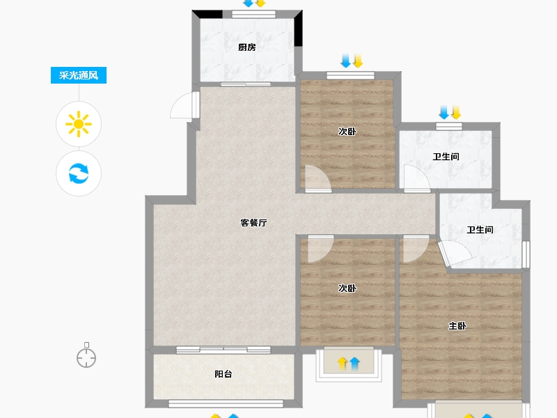 江西省-南昌市-力高澜湖御景-93.00-户型库-采光通风