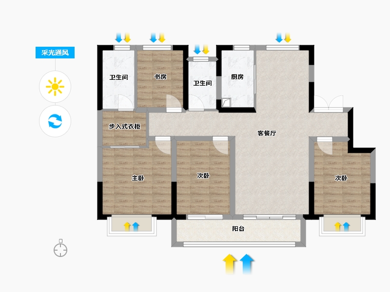 河北省-石家庄市-雅居乐御宾府-112.00-户型库-采光通风