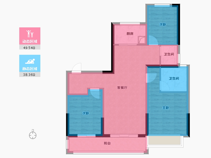 河北省-石家庄市-中国铁建西派江玥-89.20-户型库-动静分区