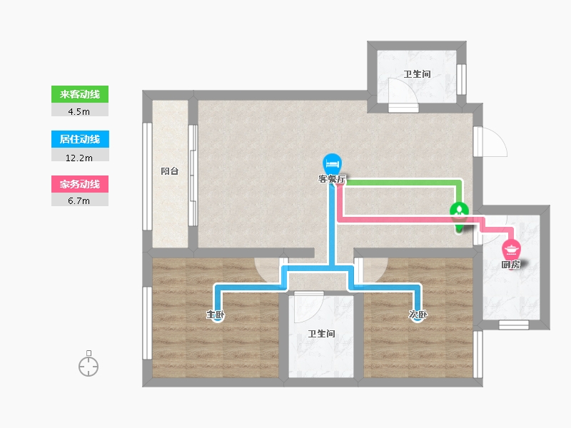 内蒙古自治区-鄂尔多斯市-荣华府-74.02-户型库-动静线