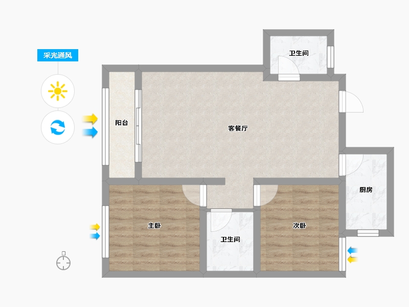 内蒙古自治区-鄂尔多斯市-荣华府-74.02-户型库-采光通风