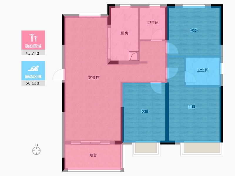 安徽省-宿州市-港利东城公园里-101.60-户型库-动静分区