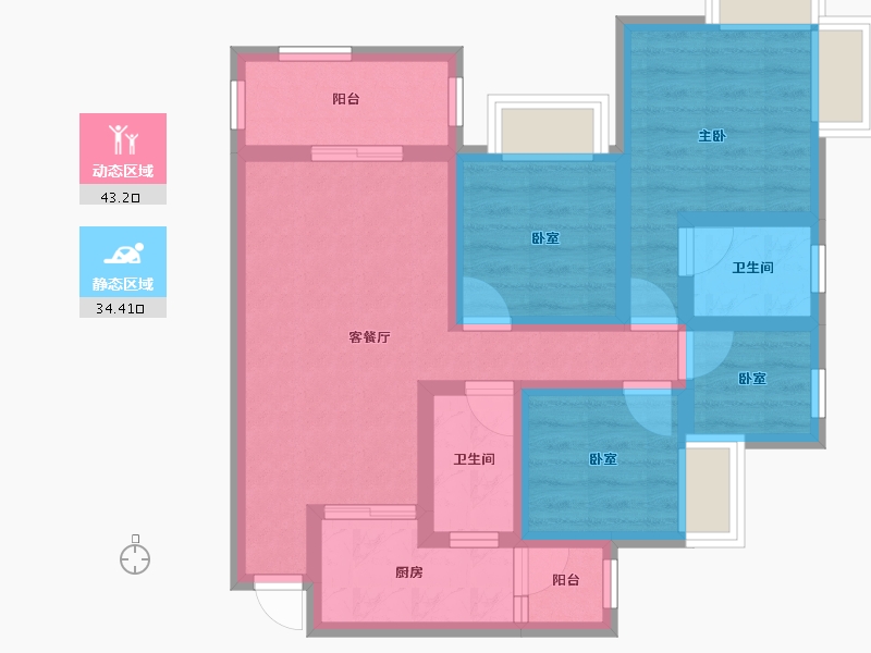 广东省-中山市-泰丰凤凰源-75.00-户型库-动静分区