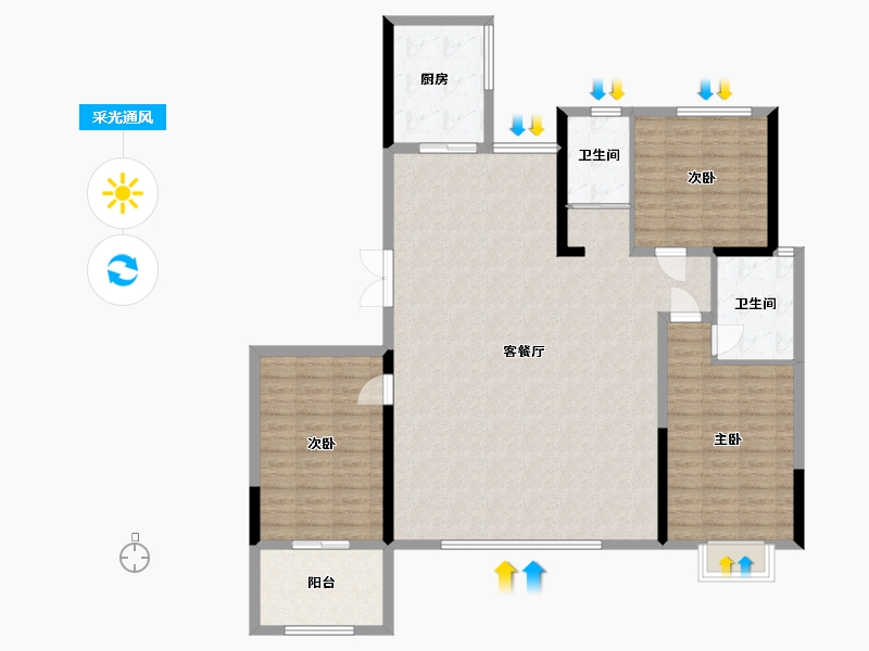 山东省-滨州市-建大壹号-135.24-户型库-采光通风