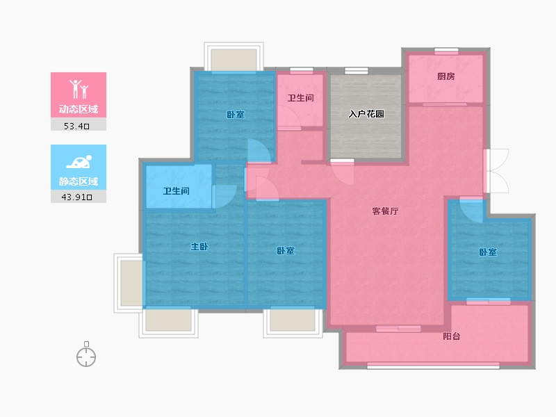 广东省-江门市-帕佳图尚品-106.00-户型库-动静分区