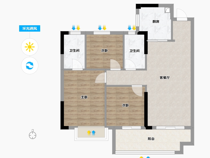 福建省-福州市-福气雅居-78.30-户型库-采光通风