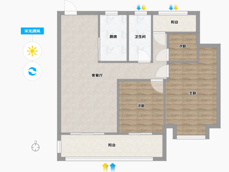 浙江省-嘉兴市-翡翠公馆-78.00-户型库-采光通风