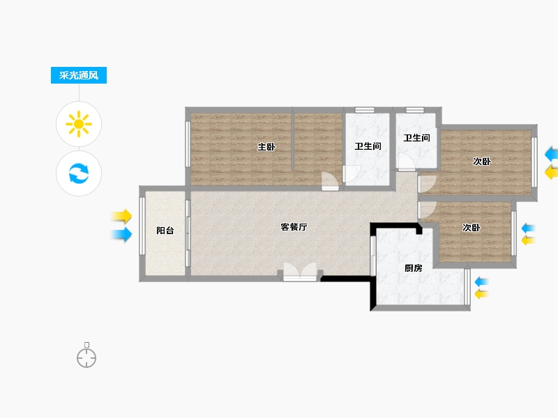 重庆-重庆市-龙湖椿山-96.00-户型库-采光通风