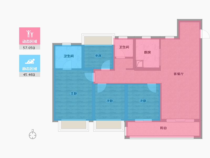 江苏省-南京市-万科燕语光年-102.40-户型库-动静分区