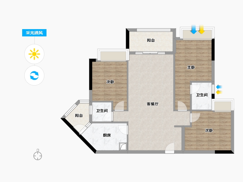 福建省-泉州市-科山欧景帝苑-94.40-户型库-采光通风