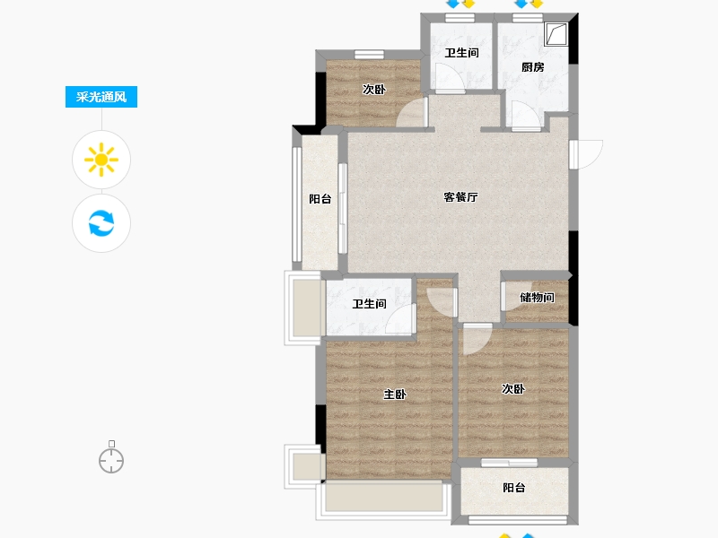 广东省-广州市-云秀幸福花园-80.00-户型库-采光通风