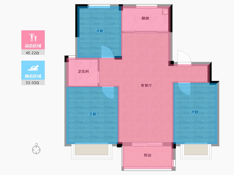 浙江省-宁波市-崇文府-70.70-户型库-动静分区