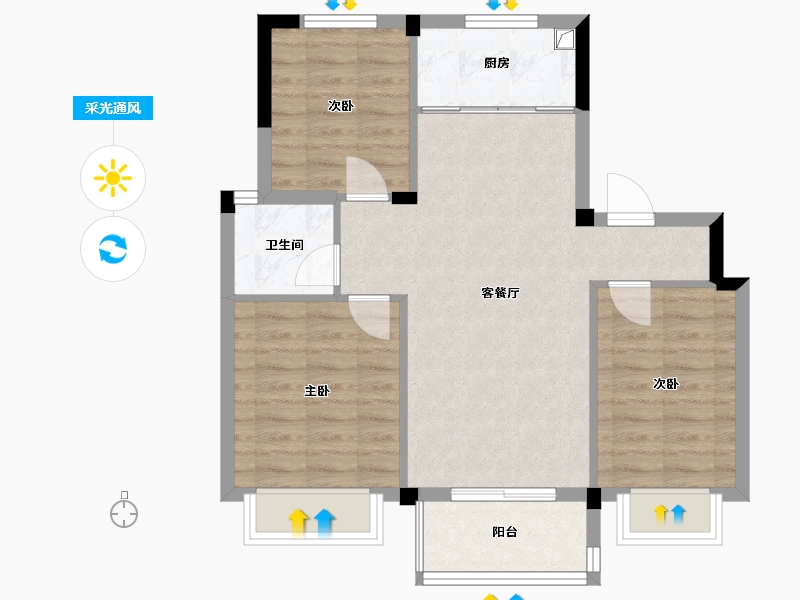 浙江省-宁波市-崇文府-70.70-户型库-采光通风