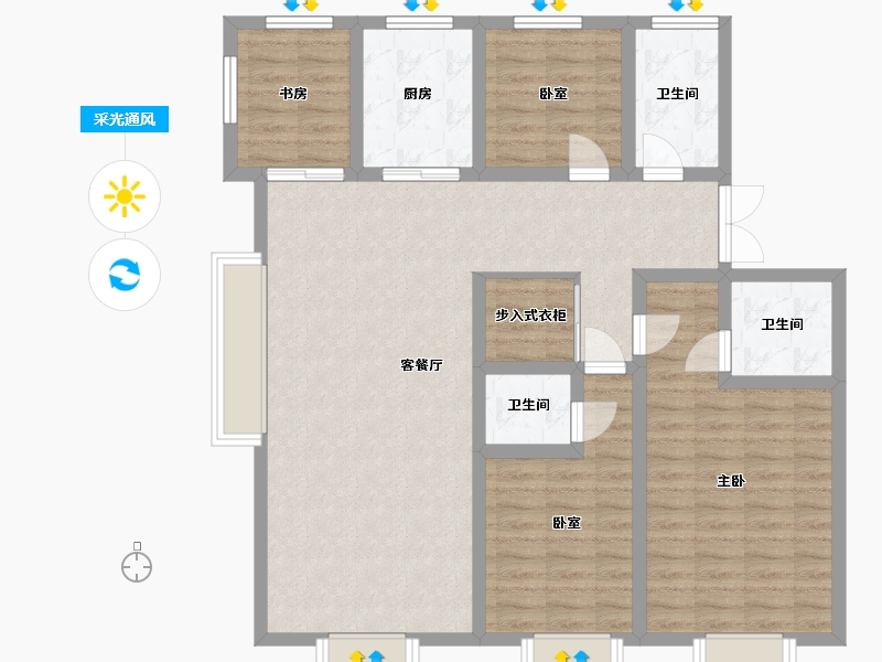 山西省-大同市-兴云国际揽御-141.60-户型库-采光通风