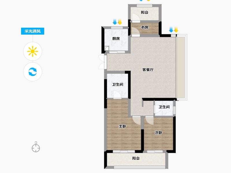 山西省-运城市-运城吾悦华府二期-86.50-户型库-采光通风