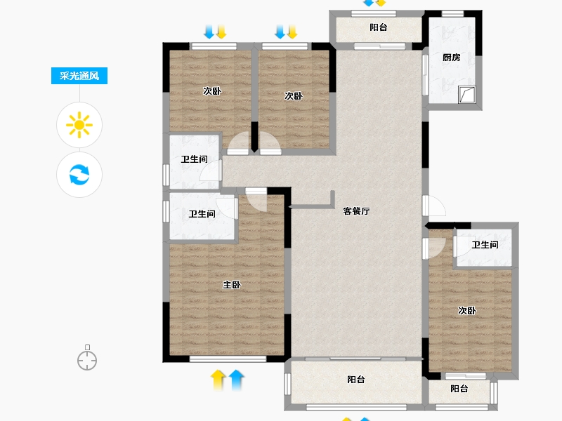 宁夏回族自治区-银川市-金阳花园-B区-156.00-户型库-采光通风